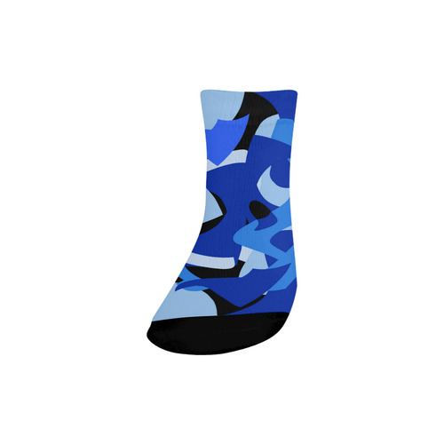 A201 Abstract Blue Camouflage Quarter Socks