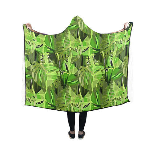 Tropical Jungle Leaves Camouflage Hooded Blanket 50''x40''