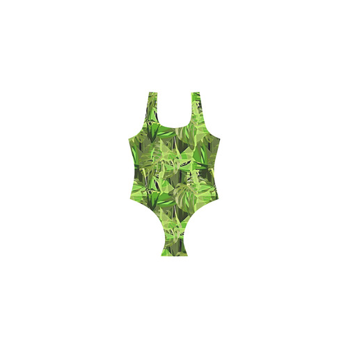 Tropical Jungle Leaves Camouflage Vest One Piece Swimsuit (Model S04)