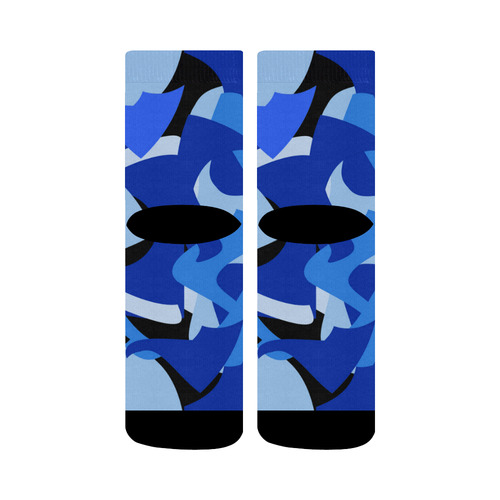 A201 Abstract Blue Camouflage Crew Socks