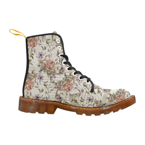 Watercolor Vintage Roses Ribbon Pattern 03 Martin Boots For Women Model 1203H