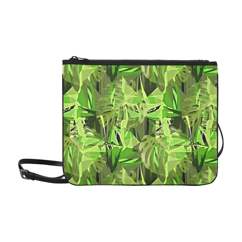 Tropical Jungle Leaves Camouflage Slim Clutch Bag (Model 1668)