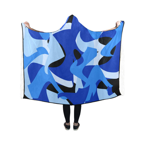A201 Abstract Blues Hooded Blanket 50''x40''