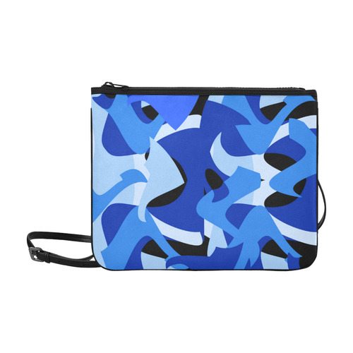 A201 Abstract Blue Camouflage Slim Clutch Bag (Model 1668)