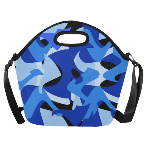 A201 Abstract Blue Camouflage Neoprene Lunch Bag/Large (Model 1669)