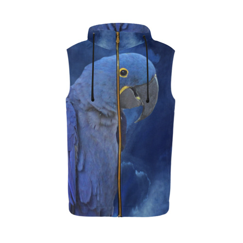 Hyacinth Macaw All Over Print Sleeveless Zip Up Hoodie for Men (Model H16)