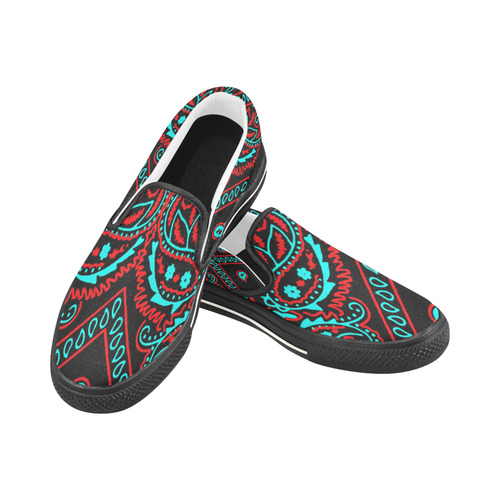 blue and red bandana 2 Men's Unusual Slip-on Canvas Shoes (Model 019)