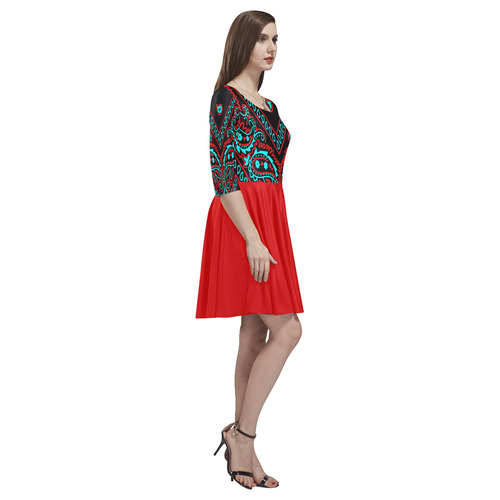 blue and red bandana 2 Tethys Half-Sleeve Skater Dress(Model D20)