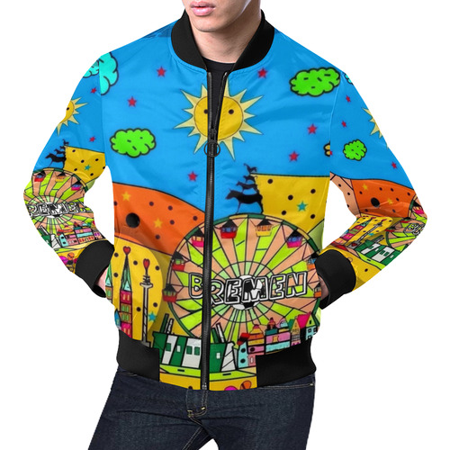 Bremen Popart by Nico Bielow All Over Print Bomber Jacket for Men (Model H19)