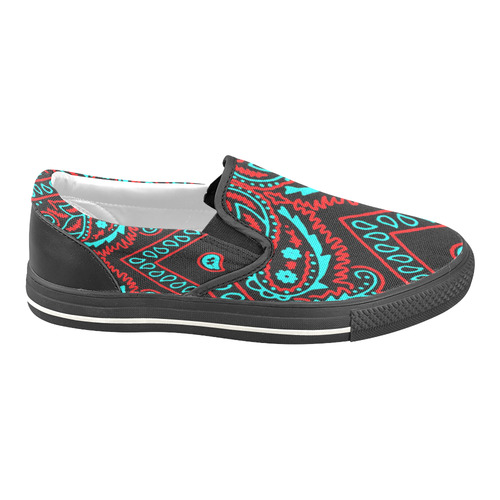 blue and red bandana 2 Men's Unusual Slip-on Canvas Shoes (Model 019)