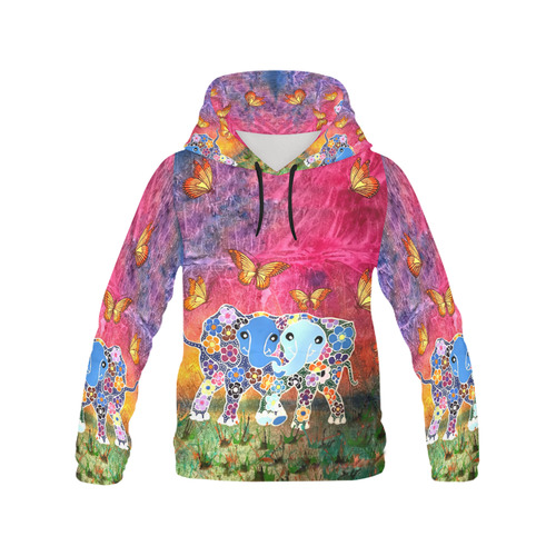 Dancing Elephants Women's Hoodie All Over Print Hoodie for Women (USA Size) (Model H13)