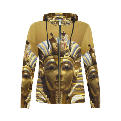 Egypt King Tut All Over Print Full Zip Hoodie for Women (Model H14)