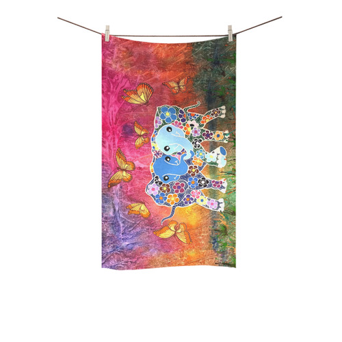 Dancing Elephants Vertical Hand Towel Custom Towel 16"x28"