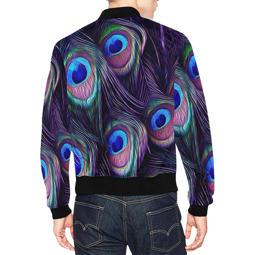 Peacock Feather All Over Print Bomber Jacket for Men (Model H19)