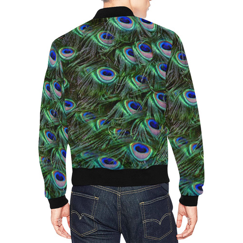Peacock Feathers All Over Print Bomber Jacket for Men (Model H19)