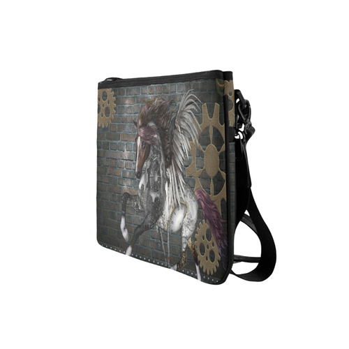 Steampunk, awesome steampunk horse with wings Slim Clutch Bag (Model 1668)