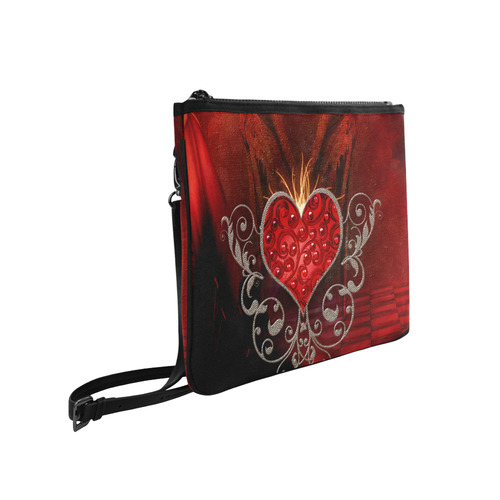 Wonderful heart with wings Slim Clutch Bag (Model 1668)