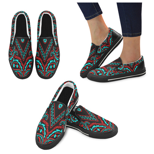 blue and red bandana 1 Men's Unusual Slip-on Canvas Shoes (Model 019)