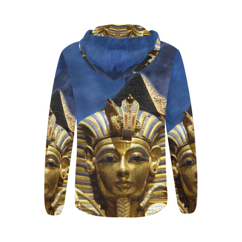 King Tut and Pyramid All Over Print Full Zip Hoodie for Women (Model H14)