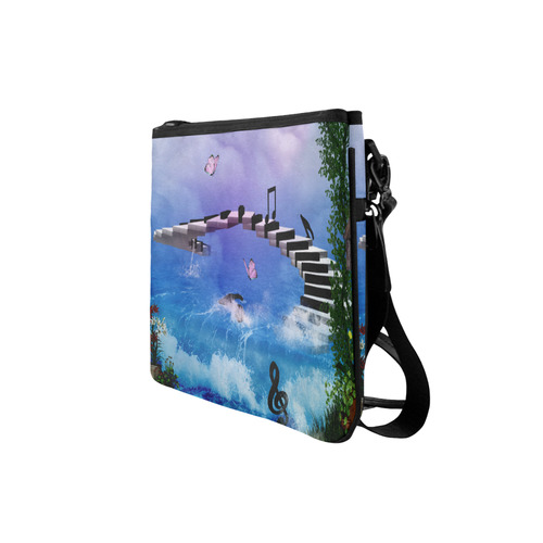 Music, piano on the beach Slim Clutch Bag (Model 1668)