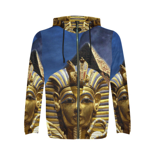 King Tut and Pyramid All Over Print Full Zip Hoodie for Men (Model H14)