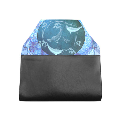 Dolphin with floral elelements Clutch Bag (Model 1630)