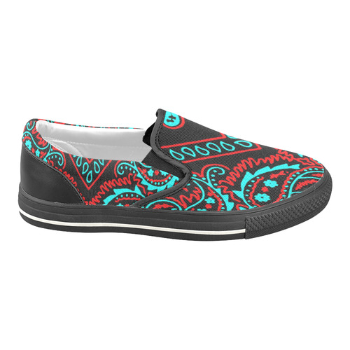 blue and red bandana 1 Men's Unusual Slip-on Canvas Shoes (Model 019)
