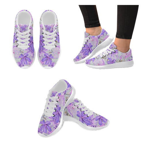 Watercolor Flowers Stripes Wallpaper 03 Women’s Running Shoes (Model 020)