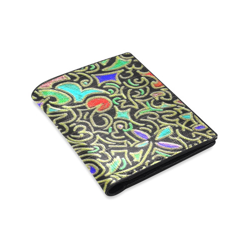 swirl retro abstract Men's Leather Wallet (Model 1612)