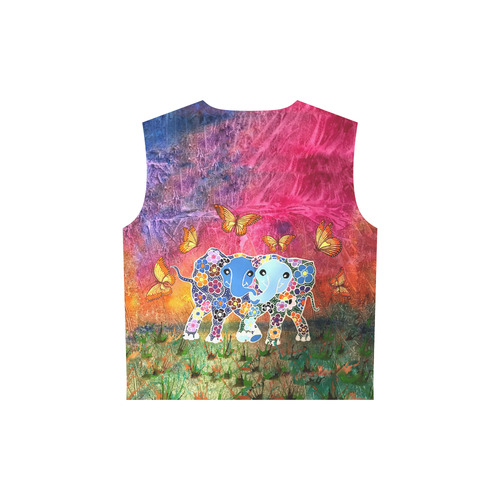 Dancing Elephants Women's Sleeveless Hoodie All Over Print Sleeveless Hoodie for Women (Model H15)