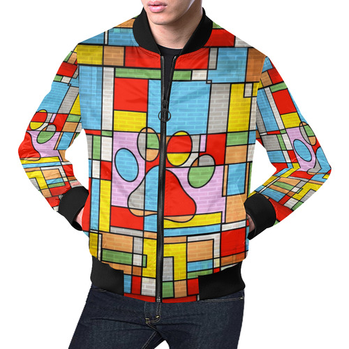 Paws by Popart Lover All Over Print Bomber Jacket for Men (Model H19)