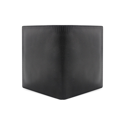 Basic Solid Color Black Men's Leather Wallet (Model 1612)