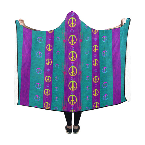 Peace be with us this wonderful year in true love Hooded Blanket 60''x50''