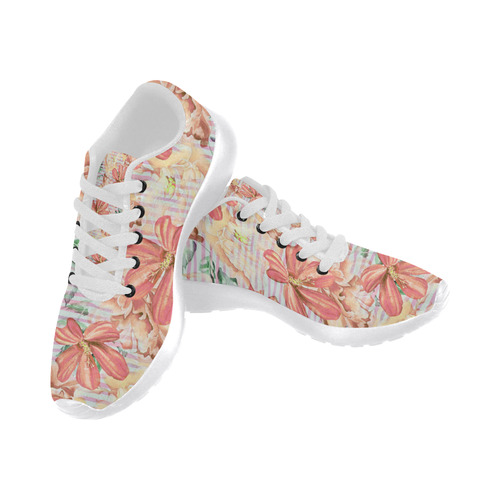 Watercolor Flowers Stripes Wallpaper 02 Women’s Running Shoes (Model 020)