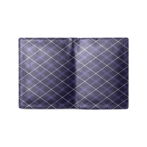 blue plaid royal tartan Men's Leather Wallet (Model 1612)