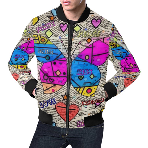 Butterfly Popart by Nico Bielow All Over Print Bomber Jacket for Men (Model H19)