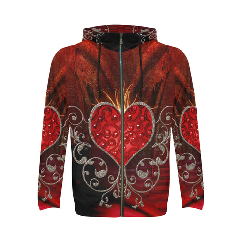 Wonderful heart with wings All Over Print Full Zip Hoodie for Men/Large Size (Model H14)