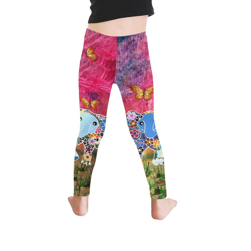 Dancing Elephants Kid's Leggings Kid's Ankle Length Leggings (Model L06)