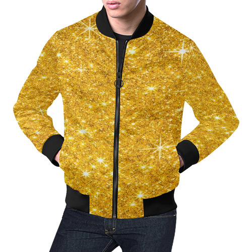 Gold Glitter by Artdream All Over Print Bomber Jacket for Men (Model H19)