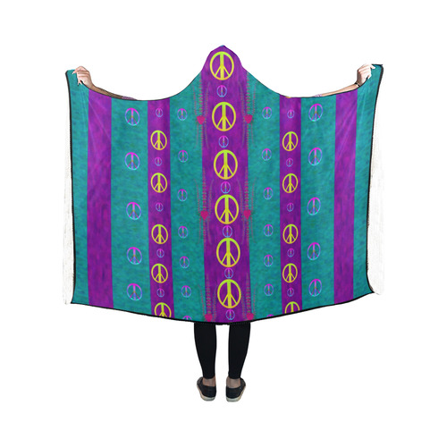 Peace be with us this wonderful year in true love Hooded Blanket 50''x40''