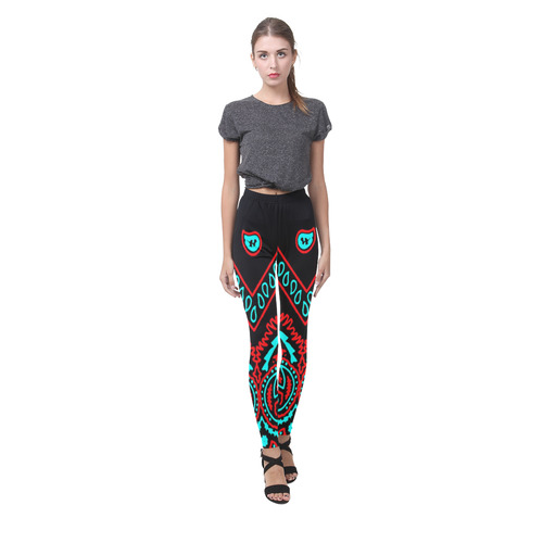 blue and red bandana 1 Cassandra Women's Leggings (Model L01)