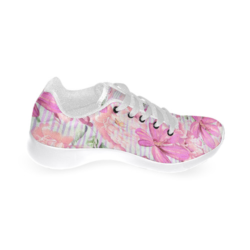 Watercolor Flowers Stripes Wallpaper 01 Women’s Running Shoes (Model 020)