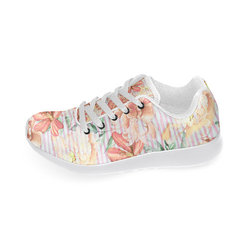 Watercolor Flowers Stripes Wallpaper 02 Women’s Running Shoes (Model 020)