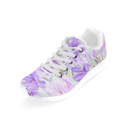 Watercolor Flowers Stripes Wallpaper 03 Women’s Running Shoes (Model 020)