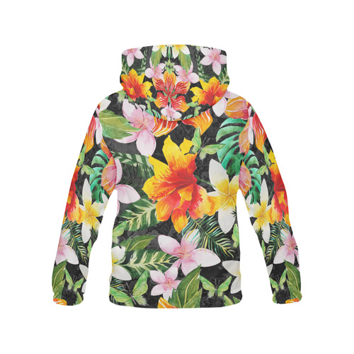 Tropical Flowers Butterflies III All Over Print Hoodie for Women (USA Size) (Model H13)