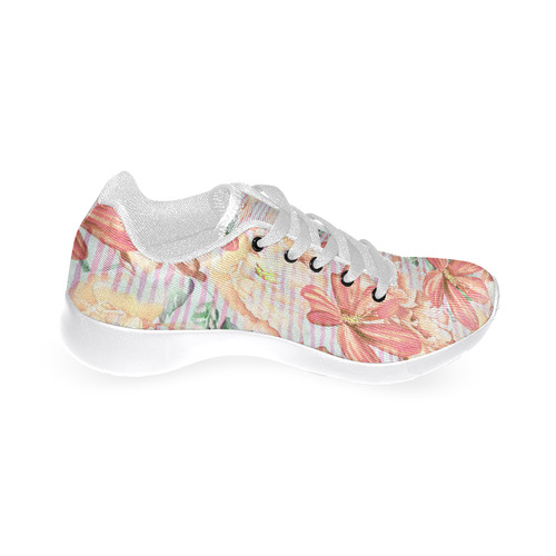 Watercolor Flowers Stripes Wallpaper 02 Women’s Running Shoes (Model 020)