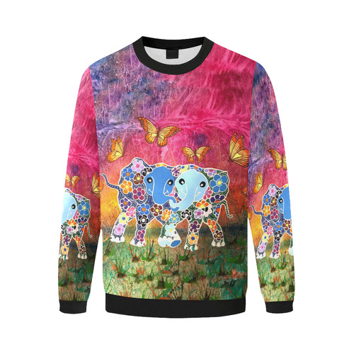 Dancing Elephants Men's Sweatshirt Men's Oversized Fleece Crew Sweatshirt/Large Size(Model H18)