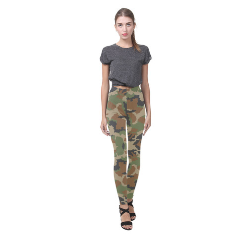 woodland camouflage pattern Cassandra Women's Leggings (Model L01)