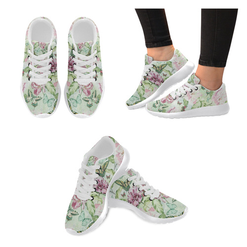 Watercolor Butterflies Flowers Wallpaper 03 Women’s Running Shoes (Model 020)