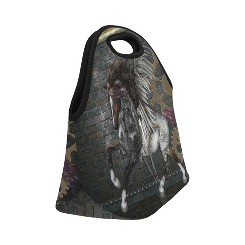 Steampunk, awesome steampunk horse with wings Neoprene Lunch Bag/Small (Model 1669)